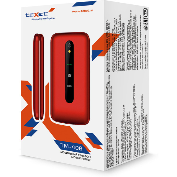 Мобильный телефон TeXet TM-408 (красный)