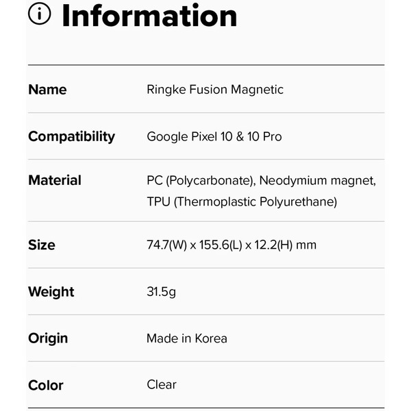 Чехол Ringke FUSION MAGNETIC для Pixel 10 / 10 Pro CLEAR