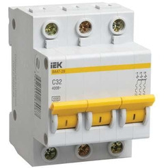 Выключатель автоматический IEK ВА47-29 32А 3Р 4.5кА С MVA20-3-032-C