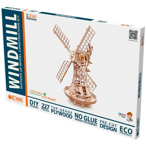Механическая модель в виде конструктора EWA Eco-Wood-Art Ветряная мельница