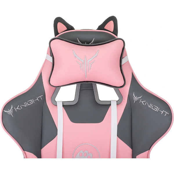 Кресло игровое Бюрократ Knight Catzy (экокожа, серый/розовый)