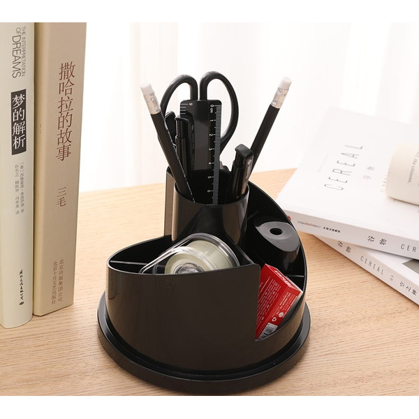 Набор канцелярских принадлежностей DELI E38251A (черный, настольный, вращающийся)