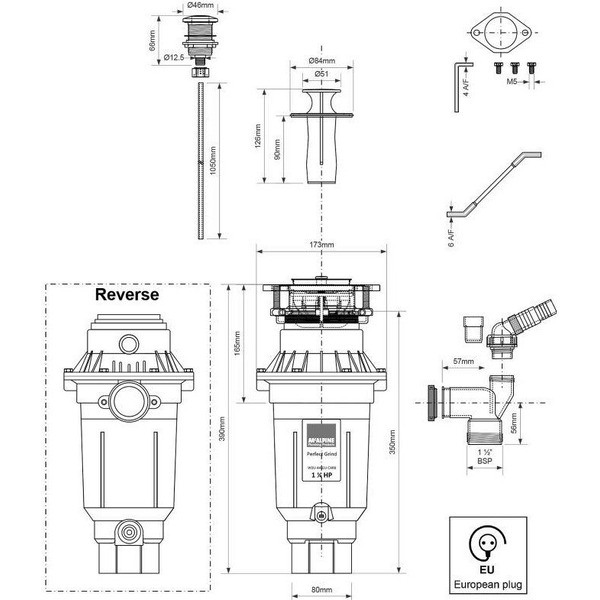 Измельчитель пищевых отходов McAlpine Perfect Grind Slim WDU-4ASEU-CARB