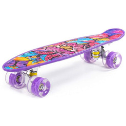 Доска роликовая Полесье 89625 (56 см) фиолетовая с наклейкой и фиолетовыми колёсами