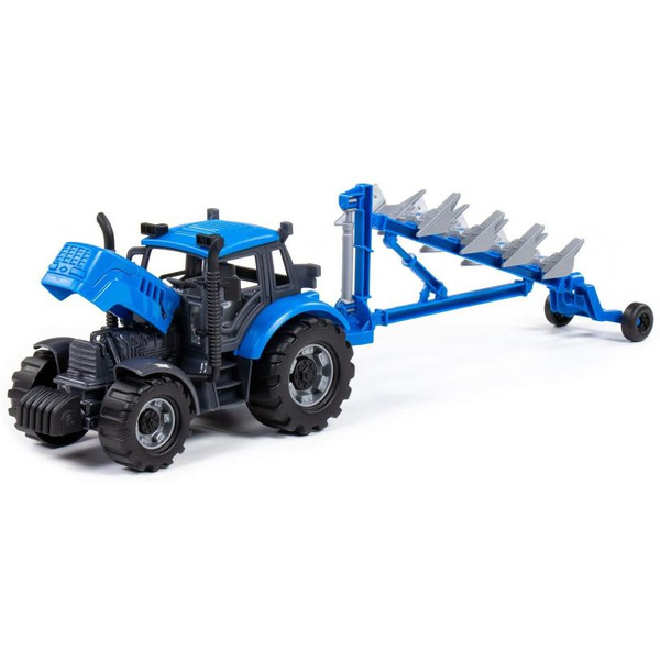 Трактор Полесье Прогресс с плугом 91291 (синий)