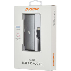 Разветвитель USB-C Digma HUB-4U2.0-UC-DS