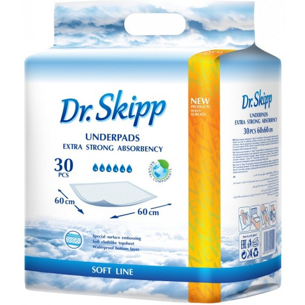 Одноразовые пеленки Dr.Skipp Soft Line 60x60 (30 шт)