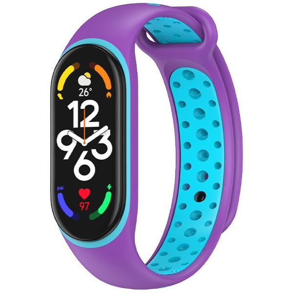 Ремешок Bingo Sport для XIAOMI Mi Band 5/6/7 Фиолетовый с голубым