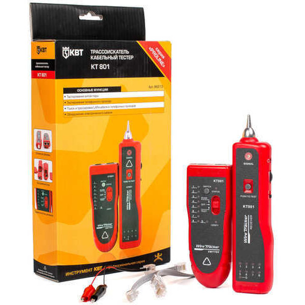 LAN-тестер кабельный с тон-генератором КВТ PROLINE KT 801 86213
