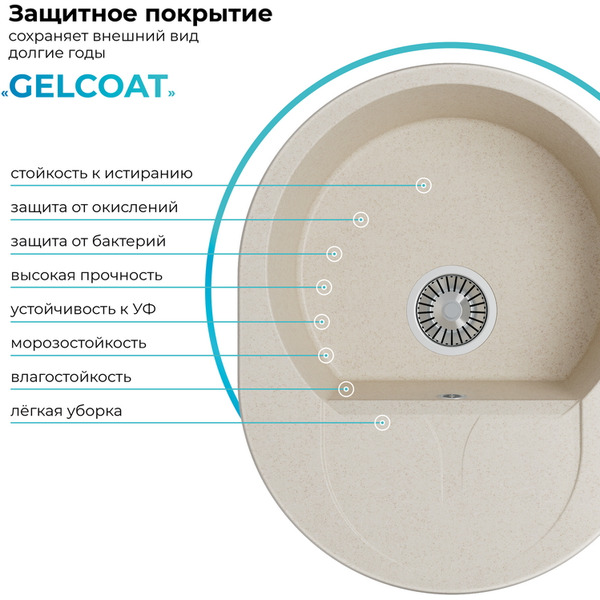 Кухонная мойка Polygran Atol 620 (кремовый)
