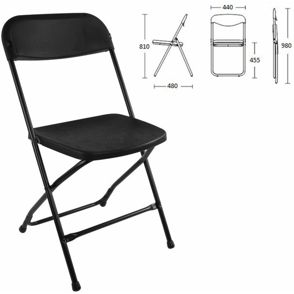 Стулья складные BRABIX Golf CF-002 (КОМПЛЕКТ 4 шт., черный каркас, пластик черный) 533030