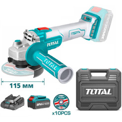 Угловая шлифмашина Total TAGLI2011587 (с 1-м АКБ, кейс)