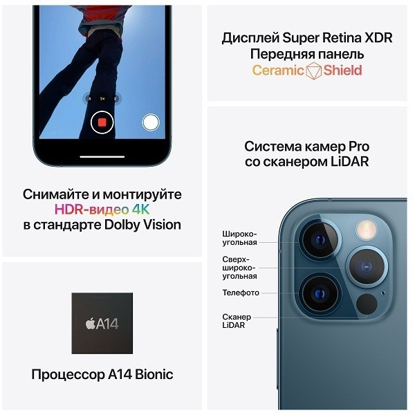 Смартфон APPLE iPhone 12 Pro 128GB Pacific Blue (MGMN3RM/A)