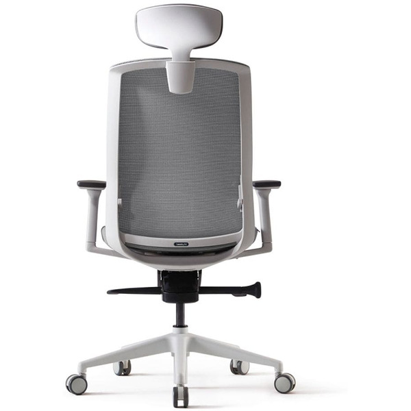 Кресло BESTUHL J1 (белая рама, спинка-сетка, сиденье-ткань, крест.-пластик, серый)