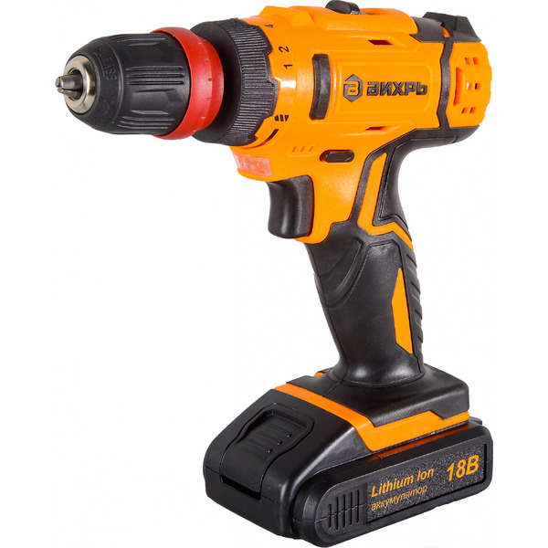 Дрель-шуруповерт Вихрь ДА-18Л-2КC (72/14/34) с 2-мя АКБ, кейс