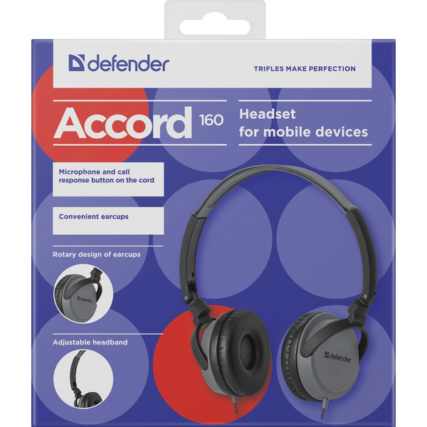 Гарнитура для смартфонов Defender Accord 160 (черный/серый)