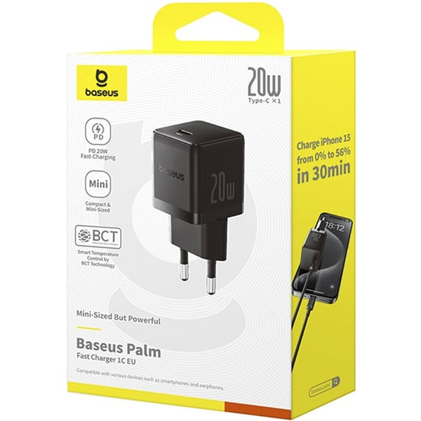 Зарядное устройство Baseus Palm Fast Charger 1C 20W EU P10111602113-00 (черный)
