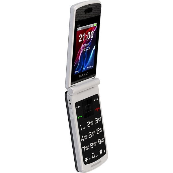 Кнопочный телефон Maxvi E28 + ЗУ WC-112 (черный)