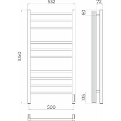 Полотенцесушитель TERMINUS Аврора П10 500x1050 (quick touch)