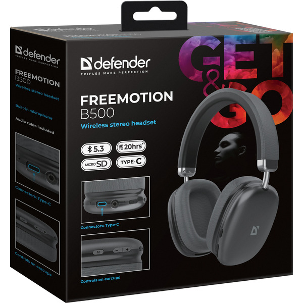 Наушники Defender FreeMotion B500 (черный)