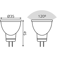 Лампа Gauss LED D35*45 3W MR11 GU4 2700K/3000K 1/10/100 132517103