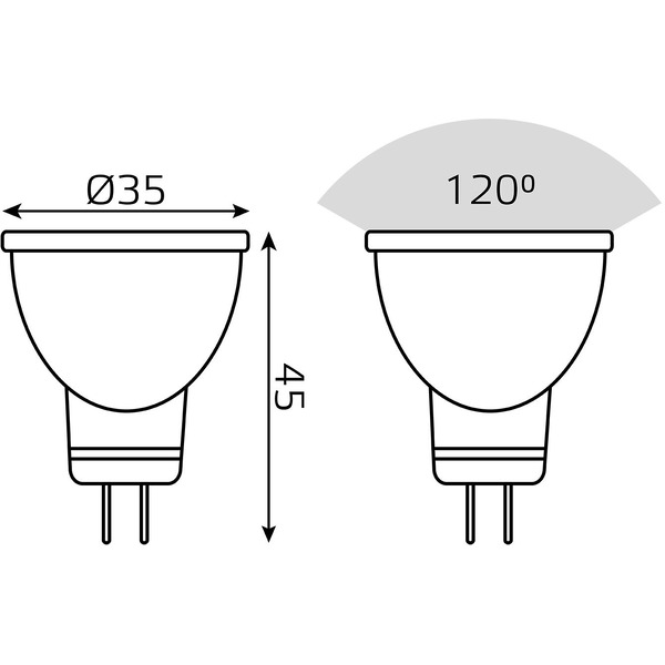 Лампа Gauss LED D35*45 3W MR11 GU4 2700K/3000K 1/10/100 132517103