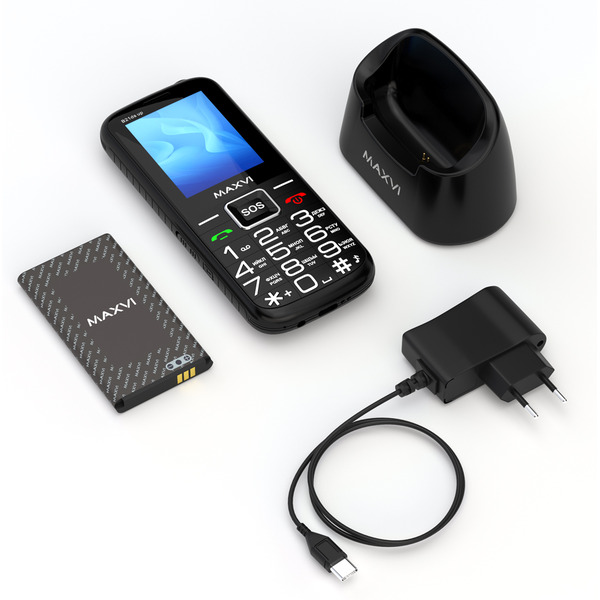 Мобильный телефон Maxvi B21ds up +ЗУ WC-112 (черный)