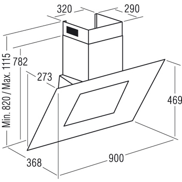 Вытяжка САТА ATLAS 900XGBK