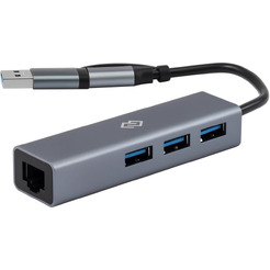 Разветвитель USB-C + USB-A Digma DHUB-LAN-4port