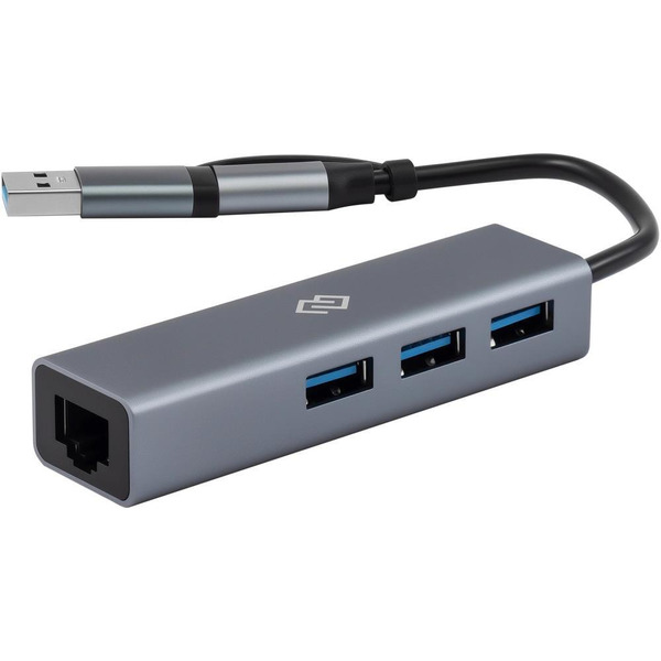Разветвитель USB-C + USB-A Digma DHUB-LAN-4port