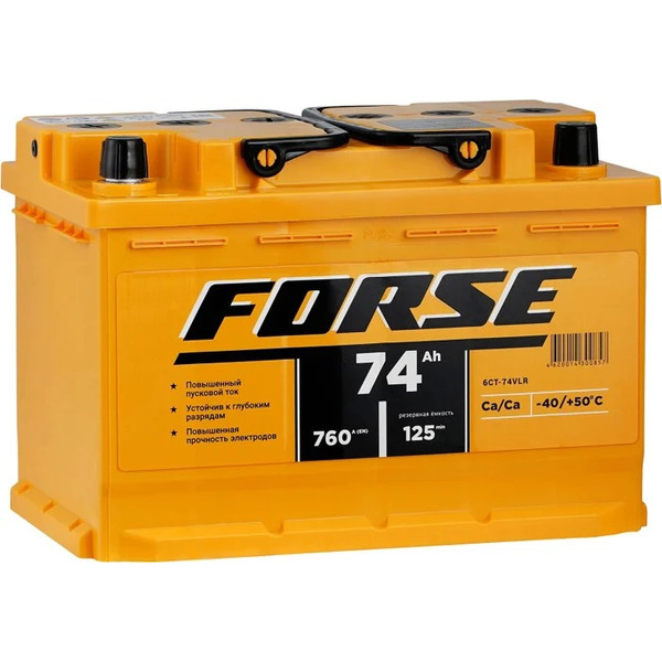 Автомобильный аккумулятор FORSE 74 Ah 760A R+ 574112050