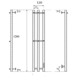 Полотенцесушитель Маргроид Ferrum Inaro 3 Cascade СНШ профильный 120х6х12 (черный матовый, скрытого монтажа, таймер справа)
