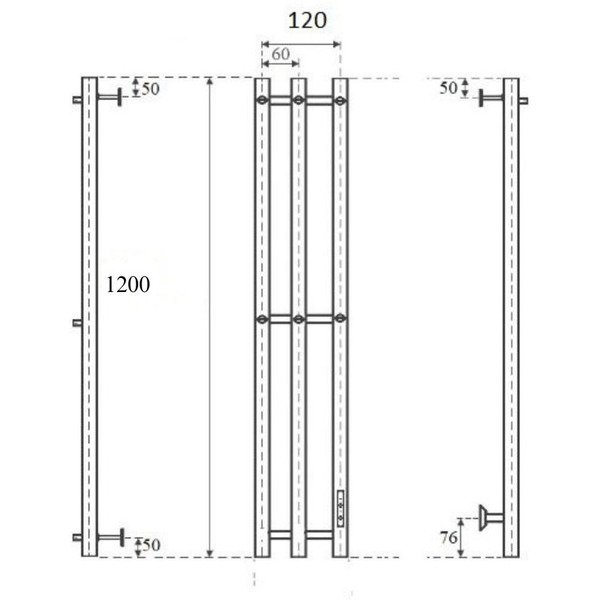 Полотенцесушитель Маргроид Ferrum Inaro 3 Cascade СНШ профильный 120х6х12 (черный матовый, скрытого монтажа, таймер справа)