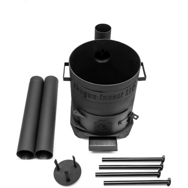 Очаг CHUGUN INVEST LLC усиленный с дымоходом и зольником для казана 3мм 300мм