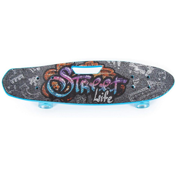 Доска роликовая Полесье 89526 (65 см) голубая с наклейкой и голубыми колёсами