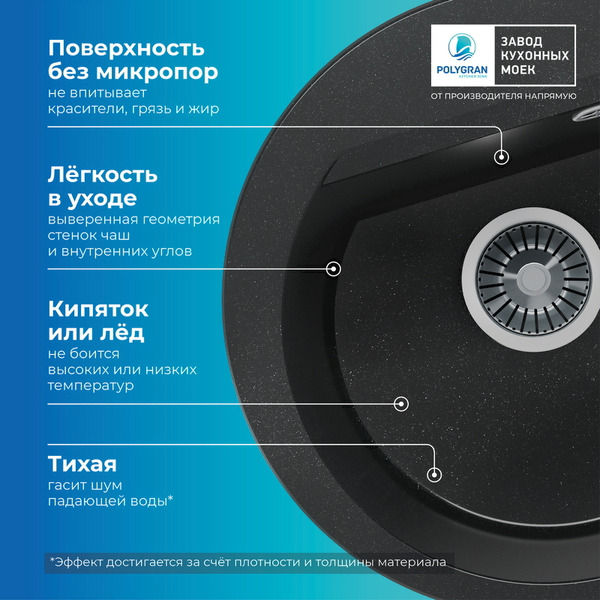Кухонная мойка Polygran Atol 460 (космос)