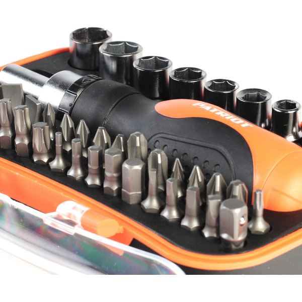 Отвертка-трещотка с битами и торцевыми головками Patriot SPS-46 (46 предметов)