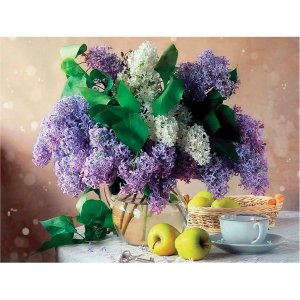 Картина стразами (алмазная мозаика) ОСТРОВ СОКРОВИЩ «Букет сирени» 662430