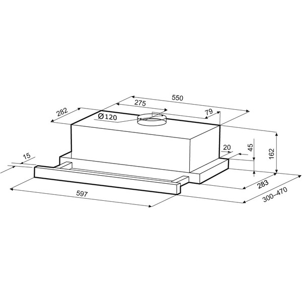 Вытяжка KRONA KAMILLA T 600 WHITE (1 мотор)