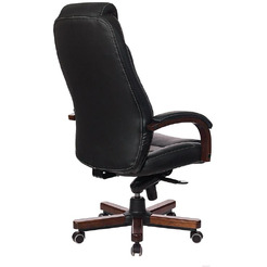 Офисное кресло Бюрократ KE-1023 (темный орех/черная кожа)