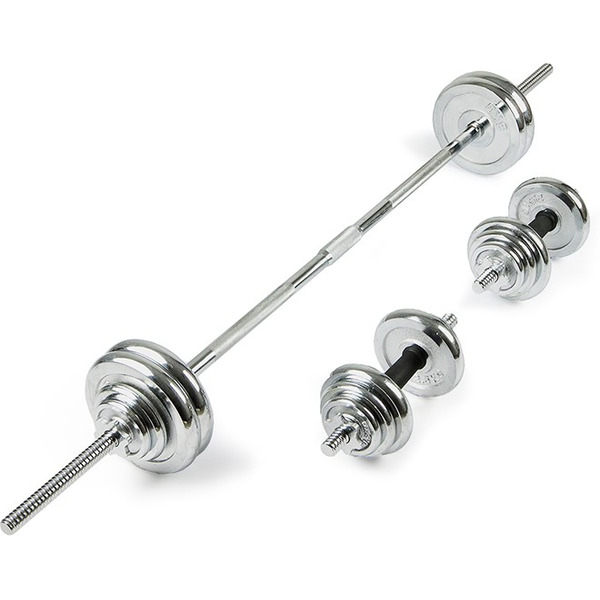 Набор хромированных гантелей и штанга AMETIST 50 кг (в чемодане)