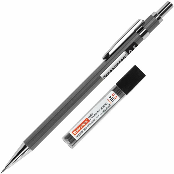 Карандаш 0,5 мм + грифели HB 12 штук BRAUBERG CHROME 181969