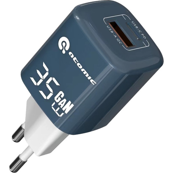 Зарядное устройство Atomic CRYSTAL G351 GAN 35W 2-порта USB (A+C), цвет синий | 10.191