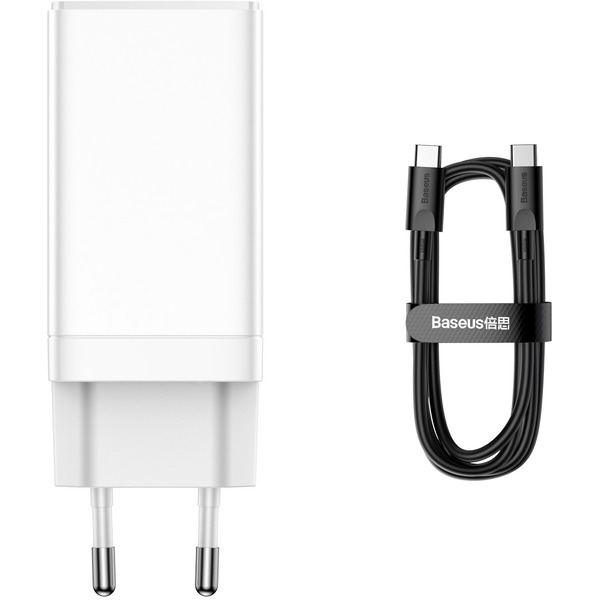 Сетевое зарядное устройство Baseus GaN3 Pro Fast Charger 2C+U 65W CCGP050102 White