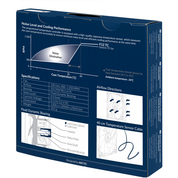 Вентилятор для корпуса Arctic Cooling F12 TC AFACO-120T0-GBA01