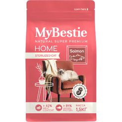 Сухой корм для кошек MyBestie Хоум Стерилизованный с лососем / 4605-15-MBH-CAT (1.5кг)