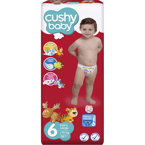 Подгузники Cushy Baby Extra large 15 кг (38 шт)