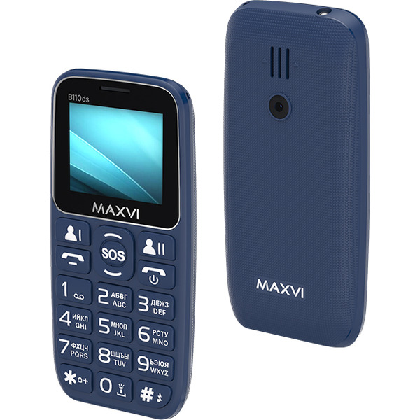 Мобильный телефон Maxvi B110ds +ЗУ WC-112 (синий)