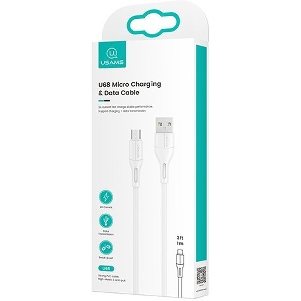 Кабель Usams MicroUSB US-SJ502 U68 (белый)