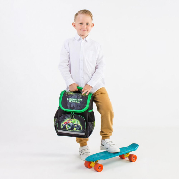 Ранец ПИФАГОР BASIC Monster steel 270686